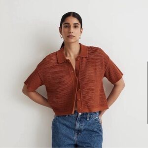 Madewell Crochet Button Down sweater tee